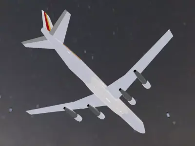 Fictional Quad Engine Modernized 1950s Jetliner DC-8-63 Inspired Low-poly 3D model