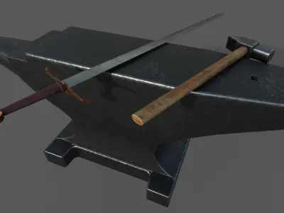 Medieval Craftsman Tools  Low-poly 3D model