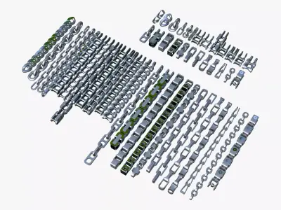 Industrial Chains 25 Pieces Set M1 3D model