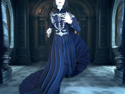 Elegant Blue Dress model pack Low-poly 3D model