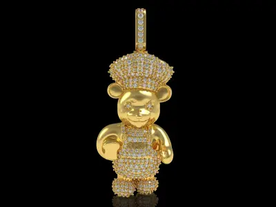 Chef Bear Diamond Hip Hop Pendant 3D print model