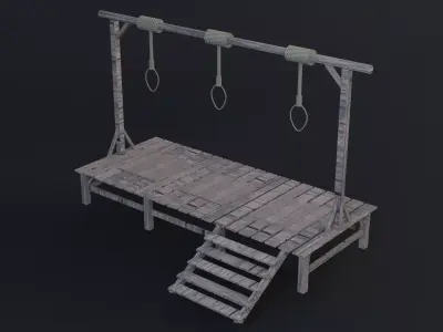 Scaffold Medievalprops - Game Ready - Low Poly PBR 3D Model Low-poly 3D model