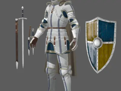 Ancient Sword and Shield Knights Low-poly 3D model purchase