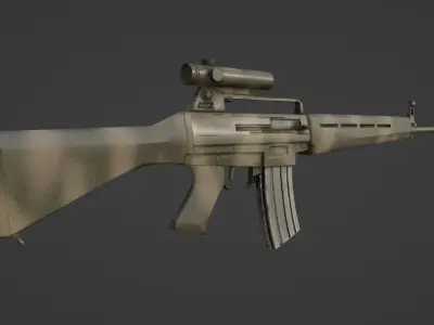 Retro Assault Rifle Low-poly 3D model