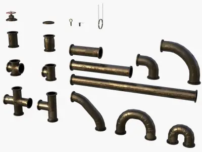 Steampunk Pipes Low-poly 3D model