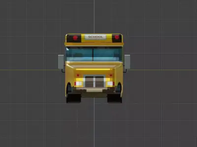 School Bus Low-poly 3D model 10