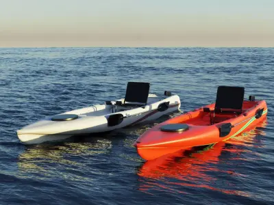 Kayak 3D model floating in ocean 3D Model Pack