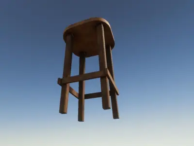 Wooden Chair Low-poly 3D model purchase