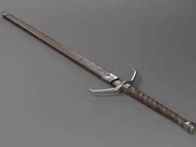 lowpoly HQ medieval sword  Low-poly 3D model