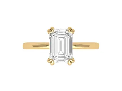 Emerald Solitaire Art Deco Ring 3D print model 3
