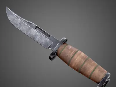 Ka-Bar K1 Tactical Knife AAA PBR Game Ready Melee Asset Low-poly 3D model