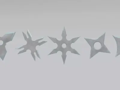 Ninja shuriken pack Low-poly 3D model