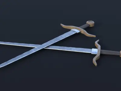 LowPoly Medieval Sword GameReady Weapon Asset Low-poly 3D model purchase