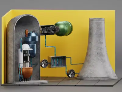 Nuclear Reactor V2 - Power Plant Animated Low-poly 3D model