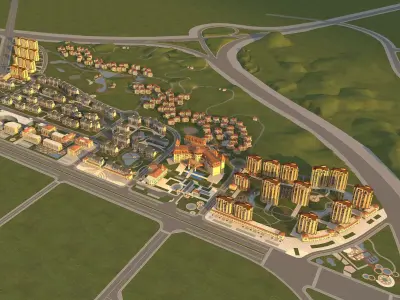 Architecture residential complex in middle of city 3D model purchase