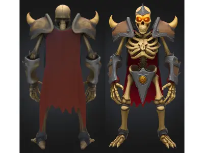 Skeleton Warrior Knight Fantasy Low-poly 3D model