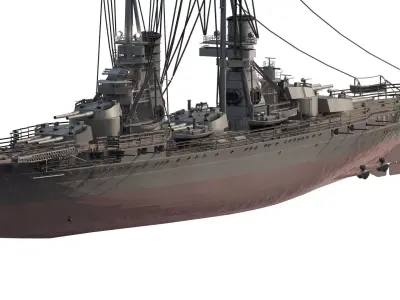 WW1 DETAILED STEAM GENERIC BATTLESHIP 3D model