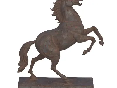 Rearing horse rusted statues Low-poly 3D model