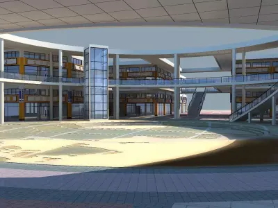 Architecture building with circular shape 3D model