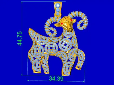 Diamond goat pendant 3D print 3D print model