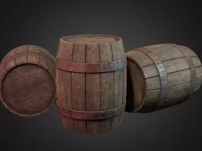 Barrel wooden Low-poly 3D model buy