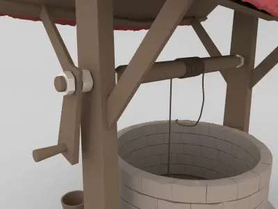 3D Well Model water with roof Low-poly 3D model