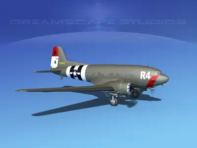 Douglas C-47 Dakota USAAF V3 3D model