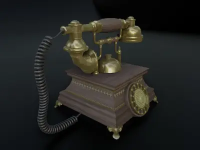 Vintage Rotary Old Phone Low-poly 3D model