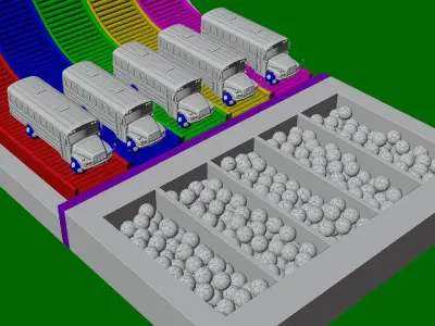 School Bus Attacked by color Gun 3D model