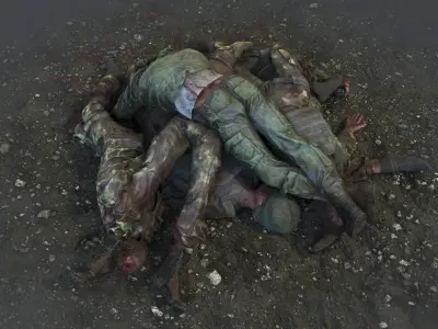 Pile of Fallen Soldiers Low-poly 3D model
