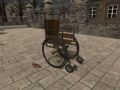 Antique Hospital Wheelchair Low-poly 3D model