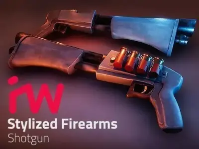 Stylized Shotgun Low-poly 3D model buy