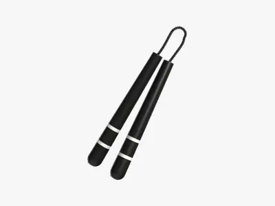 Nunchaku in Black Low-poly 3D model