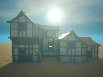Medieval old House3-interior and exterior design Low-poly 3D model