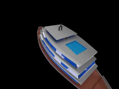 passenger transport low poly ship Low-poly 3D model
