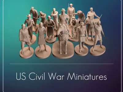 American Civil War Miniature Soldiers and Generals Set 3D print model