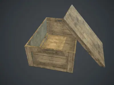 Wooden Box PBR Game Ready Low-poly 3D model