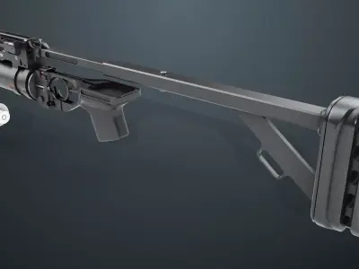 Grenade Launcher 03 Black Standalone  All PBR Unity UE Textures Low-poly 3D model