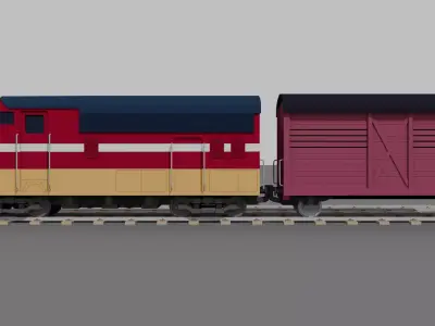Stylized Train Pack - Toon Outline Low-poly 3D model