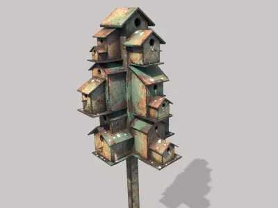Wooden Bird Houses 3D model
