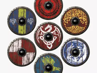 Wooden Viking Shields 3D model