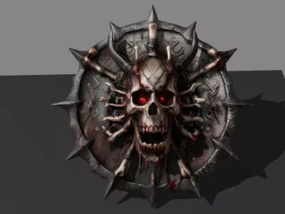 DVL3DStudio Skull Shield Dark Fantasy Low Poly Game Ready Low-poly 3D model
