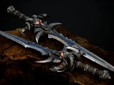 Sword Low-poly 3D model 8