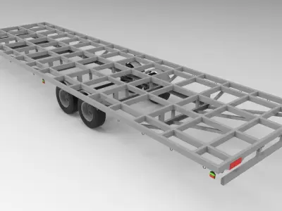 Flat Bed Trailer 3D model