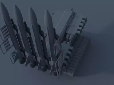 Self-propelled rocket system ground air Low-poly 3D model