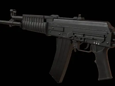 Modular assault rifle family Low-poly 3D model