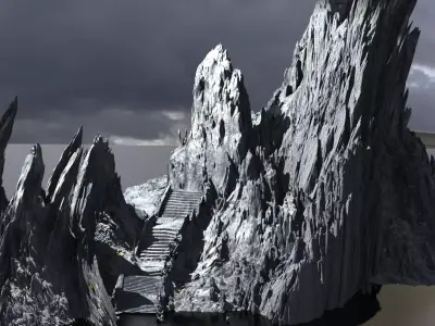 Steps Ruins on cliffs Kit bash 2 3D model
