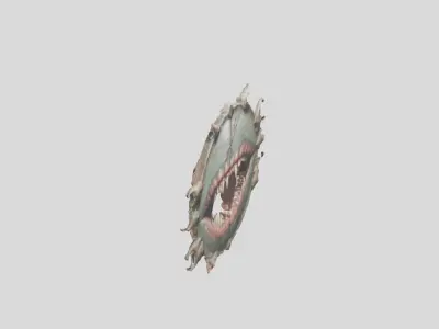 Demonic shield with skulls and spikes Low-poly 3D model