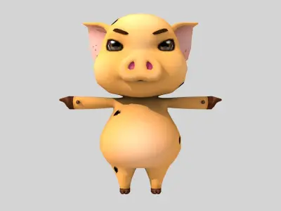 Little pig collection Low-poly 3D model