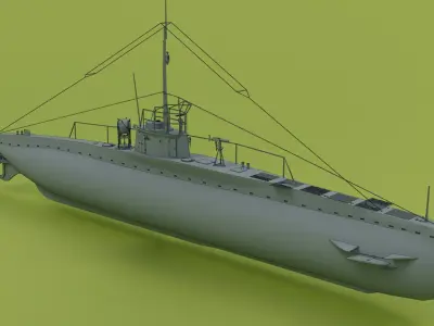 SM UC 5 U-boat Low-poly 3D model